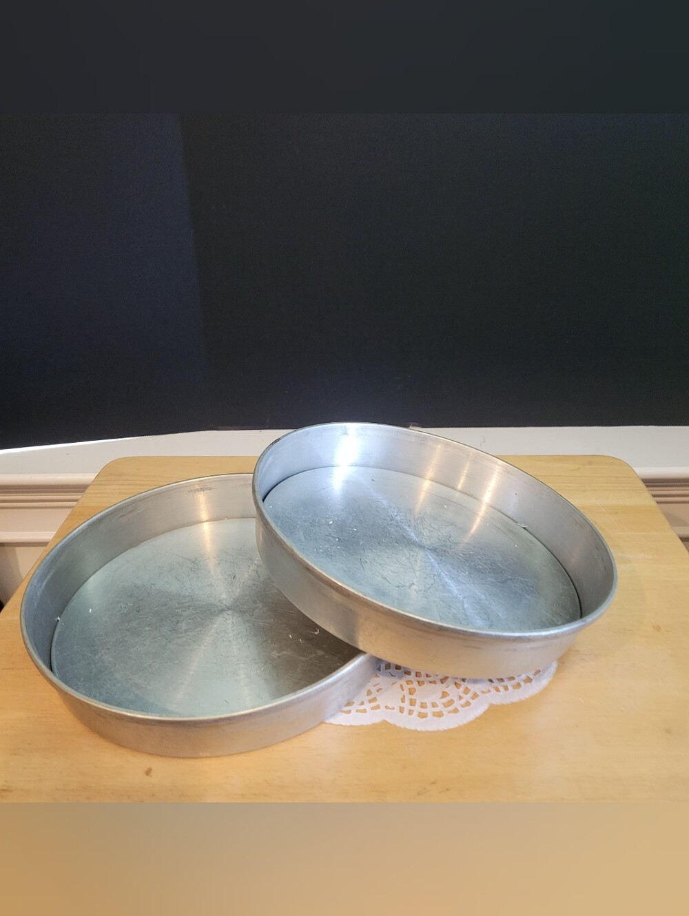 2 Vtg Mirro # 1179M Aluminum Cake Pans 9" x 1-1/2" Removable Bottoms ~ USA